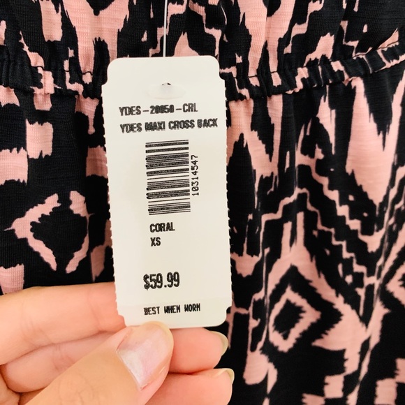 Geometric Print Pink and Black Maxi Dress - Picture 6 of 7